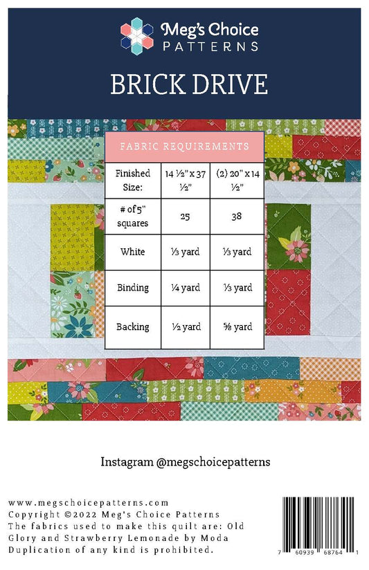 Brick Drive Table Runner Pattern